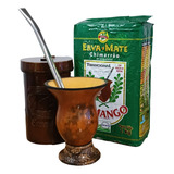 Kit Chimarrão Cuia Porongo Bomba Inox Erva Mate Porta Pote