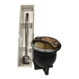 Kit Chimarrão Cuia Torpedo Couro Tapa Cuia E Bomba Inox 304