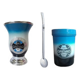 Kit Chimarrão Mate Bomba Cuia Porongo Porta Erva Grêmio
