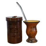 Kit Chimarrão Mate Gaúcho Bomba Cuia Porongo Porta Erva