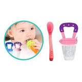 Kit Chupeta Alimentadora Mordedor Colher Termo Sensi Rosa