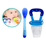 Kit Chupeta Alimentadora Mordedor Colher Termossensivel Azu