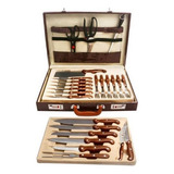Kit Churrasco 25 Pçs Tipo Tramontina Maleta Jogo De Faca