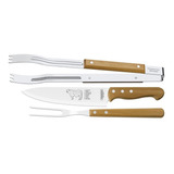 Kit Churrasco 3 Peças Inox Garfo Faca Pegador Tramontina