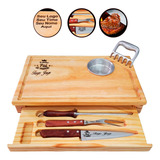 Kit Churrasco 3 Peças Tabua Inteligente Nome Time Logo Laser