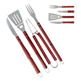 Kit Churrasco 4 Peças Profissional Churrasqueiro Inox Oferta