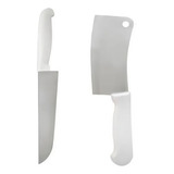 Kit Churrasco Com 2 Peças Aço Inox Faca E Cutelo P Presente