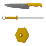 Kit Churrasco Faca 10 Chaira Estriada Protetor Starrett