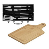 Kit Churrasco Faca Garfo Pegador E Espatula Tábua