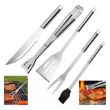 Kit Churrasco Garfo Faca Pegador Espátula Espátula E Escova