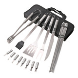 Kit Churrasco Inox C Estojo 18 Pcs Garfo Pinça Dia Dos Pais