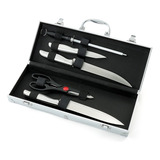 Kit Churrasco Premium 3 Facas Chaira Tesoura E Maleta