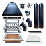 Kit Churrasqueira Coifa Gourmet Grill Curvas Braseiro 60x40