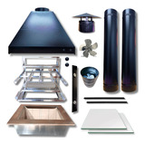 Kit Churrasqueira Coifa Gourmet Grill Espetos Braseiro 45x30