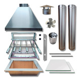 Kit Churrasqueira Completa Coifa Inox 80x60 E Braseiro 50x40