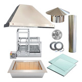 Kit Churrasqueira Gourmet Braseiro Coifa E Grill Inox