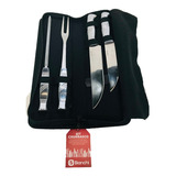 Kit Churrasqueiro Faca Garfo Chaira Aço Inox Bianchi Bonito