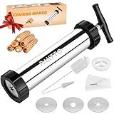 Kit Churro Maker Máquina De Churro Oca De Aço Inoxidável Pistola Para Churro Com Saco De Confeitar E 2 Escovas De Limpeza 4 Bicos Para Várias Formas Máquina Para Hacer Churros Presente Perfeito