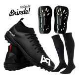Kit Chuteira A7 Botinha Society Caneleira Meião De Brinde