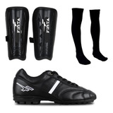 Kit Chuteira Society Meião Caneleira Jogar Futebol Proteção