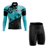 Kit Ciclismo Bermuda E Camisa Manga Longa Pro Tour Respeite