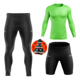 Kit Ciclismo Masculino Bike Proteçao Solar Verde Limao Gel