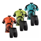 Kit Ciclista Infantil Conjunto Camisa E