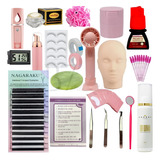 Kit Cílios Iniciante Lash Designer Nagaraku Y Curso Volume Brasileiro Comprimento 8 Mm Cor Preto Espessura 0 7 Mm Tipo De Curvatura D