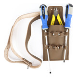 Kit Cinto Eletricista De Couro Chave Phillips Fenda Alicate