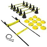 Kit Circuito Funcional Muvin Escada De Agilidade Com 10 Degraus Corda De Pular Tamanho Ajustável Em PVC 10 Half Cones De Marcação De Plástico 5 Barreiras De Salto Com Cones 24cm