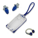 Kit Clips Protetores P  Ouvido E Nariz Aqua Sphere Cor Azul cinza