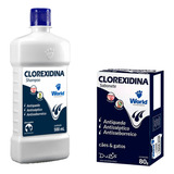 Kit Clorexidina Shampoo 500ml Sabonete 80g Cachorro Gato