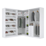Kit Closet Sapateira Cabideiro Gaveteiro 100 Mdf M467 b Cor Branco