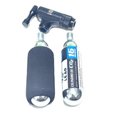 Kit Co2 Com Bomba 2 Cilindros 16g Para Pneu Moto Bike Mtb
