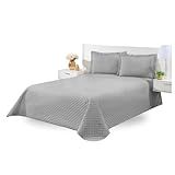 Kit Cobre Leito Casal Padrão 03 Peças Cama Box Matelado  Cinza 