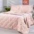 Kit Cobre Leito Casal Padrão Percal 200 Fios 2,40m X 2,20m Cor Rose Bordado Percal Costurado 200 Fios