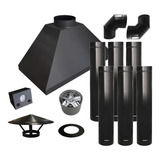 Kit Coifa 100cm Chaminé 6m Iluminação Exaustor Curva