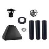Kit Coifa De Churrasqueira Gourmet Completo Cor Preto Texturizado 110v 220v Maricoifas Piramidal