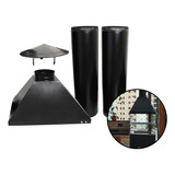 Kit Coifa Gourmet Galvanizada Preta Para Churrasqueira 90cm