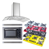 Kit Coifa Ilha 90 Forno Embutir 45l Cooktop 5b Safanelli