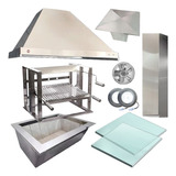 Kit Coifa Inox 304 1 Curvas Braseiro Vidros