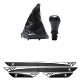Kit Coifa Preta Manopla Cromada Soleira Peugeot 207 2