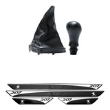 Kit Coifa Preta Manopla Cromada Soleira Peugeot 207 2