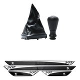 Kit Coifa Preta Manopla Cromada Soleira Peugeot 207