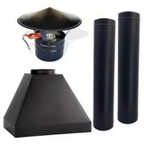 Kit Coifa Preto Fosco Gourmet Para Churrasqueira Completa