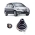 Kit Coifa Sanfona Aro Prata + Manopla Preta Honda Fit 03/08