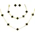 Kit Colar Choker Pulseira E Brinco Trevo Preto Aço Inox