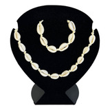 Kit Colar E Pulseira Búzios Naturais Concha Chocker Praia