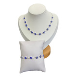 Kit Colar E Pulseira Olho Grego Turco A Prata 925