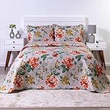 Kit Colcha Bouti Cobre Leito Casal Tecido Estampado Dupla Face 03 Peças Fronhas Aba Americana Matelado 2 10m X 2 40m BEGE 